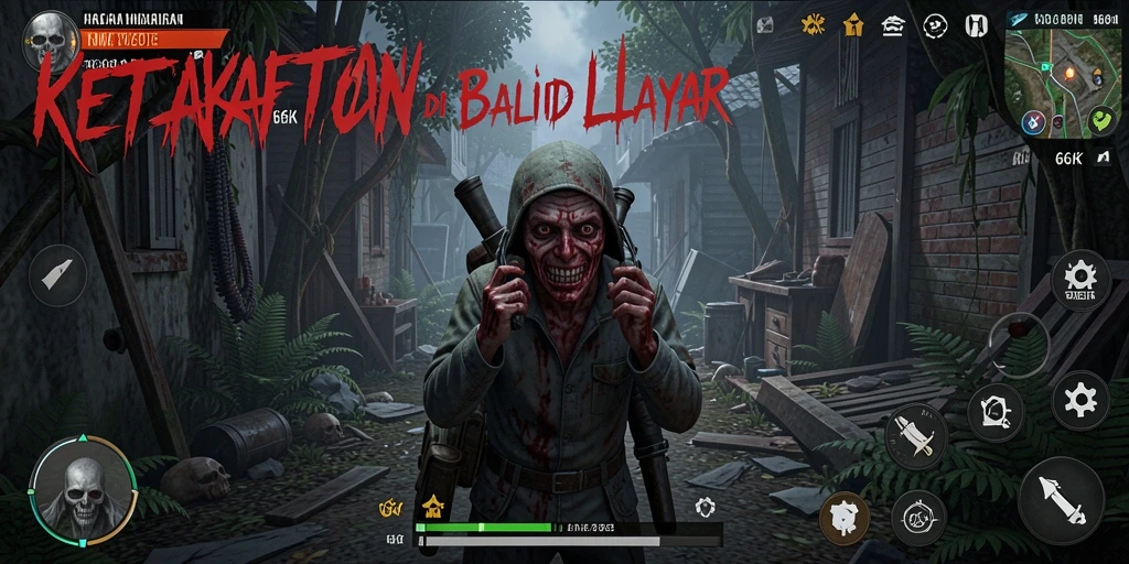 Screenshot menampilkan momen menegangkan dalam gameplay horror 66K.