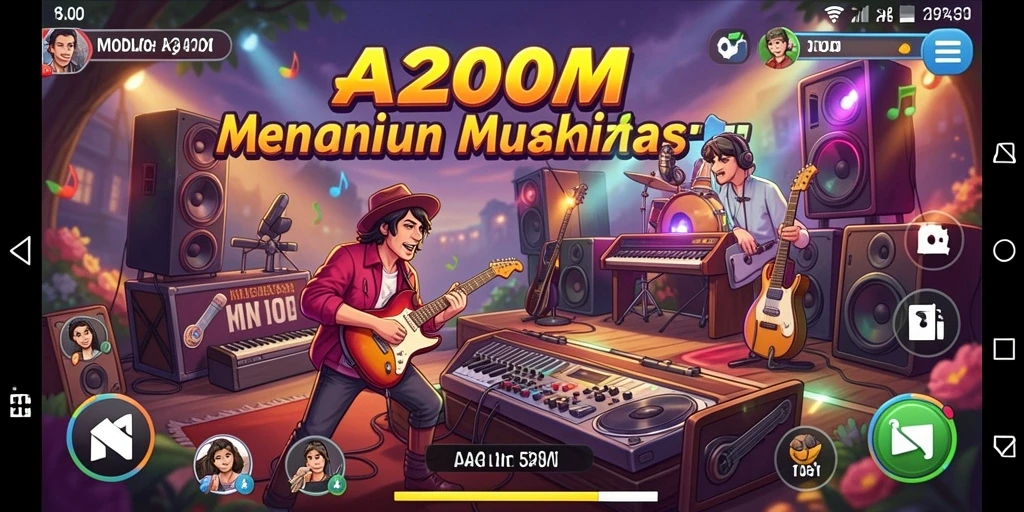 Tampilan gameplay A200M yang dinamis dan penuh warna.