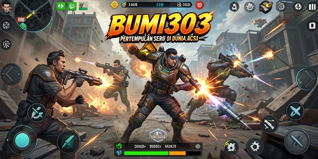Tampilan gameplay aksi mendebarkan di BUMI303.