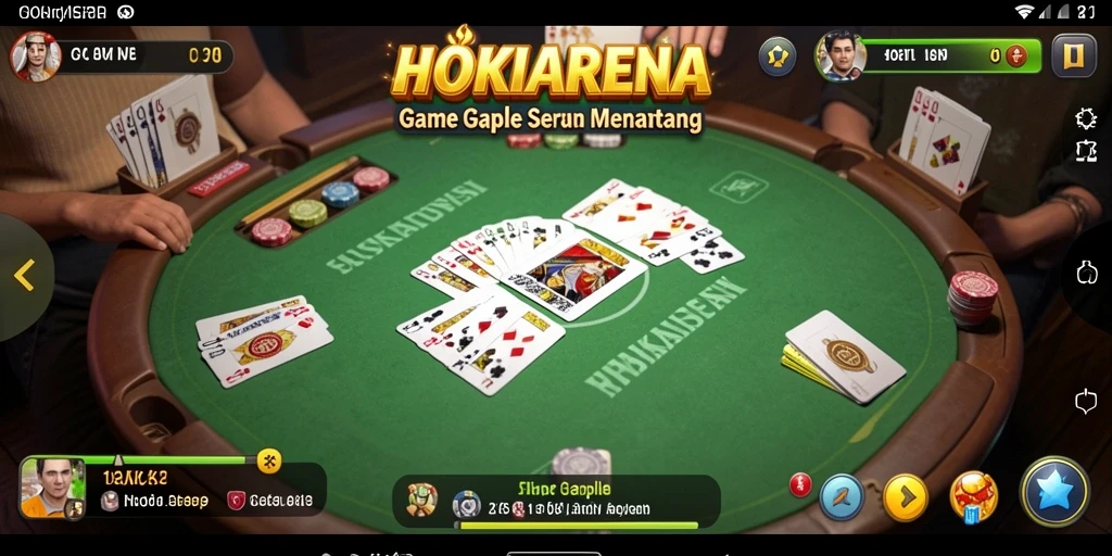 Screenshot gameplay HOKIARENA menunjukkan suasana seru saat bermain Gaple.