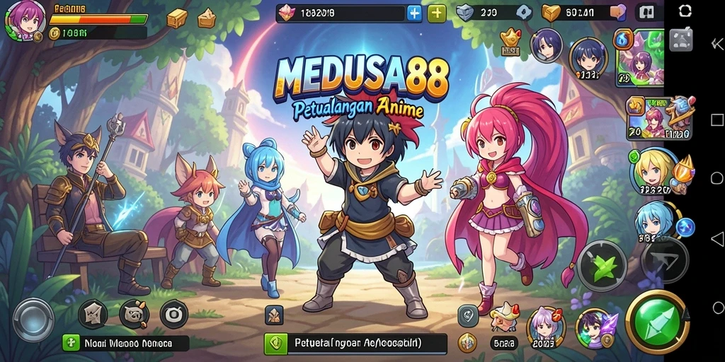Tampilan gameplay seru MEDUSA88 dengan aksi karakter Anime.