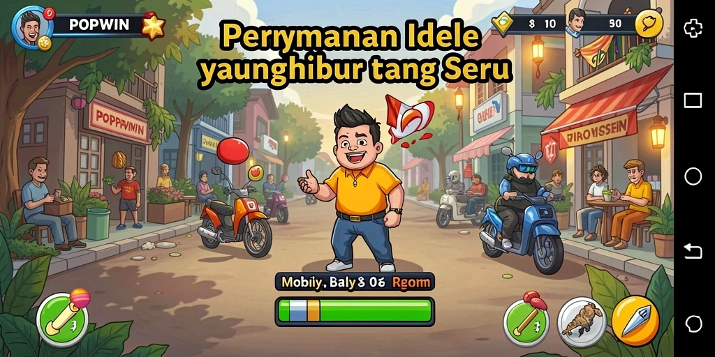 Tampilan gameplay POPWIN yang seru dan menghibur dalam genre Idle.