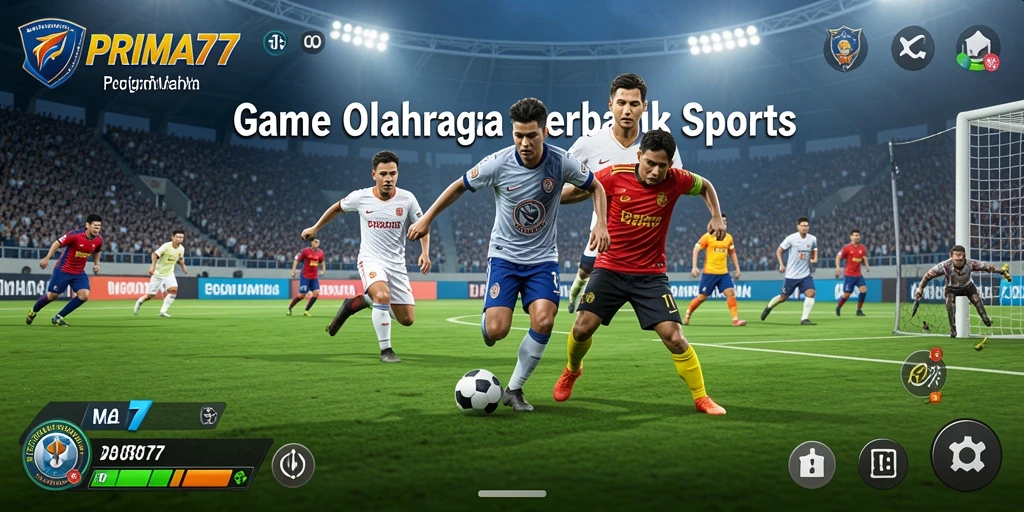 Tampilan gameplay PRIMA77 dengan aksi seru di lapangan olahraga.
