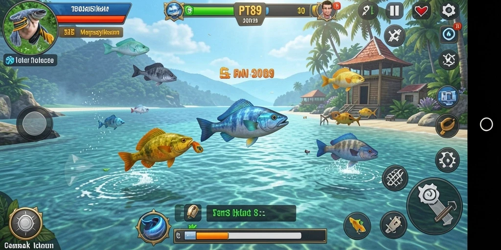 Screenshot utama PT89 menampilkan aksi menembak ikan yang seru dan intens.