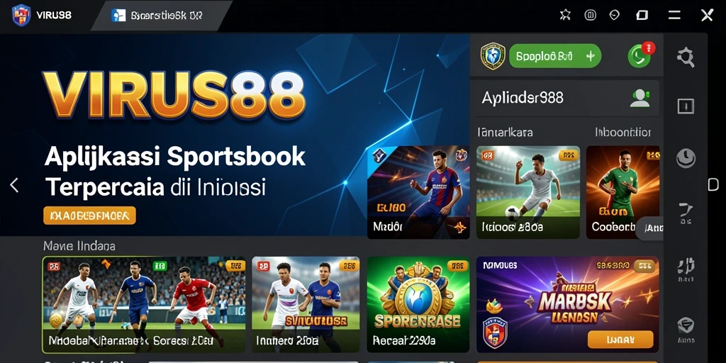 Tampilan gameplay menarik di aplikasi VIRUS88 untuk taruhan olahraga.