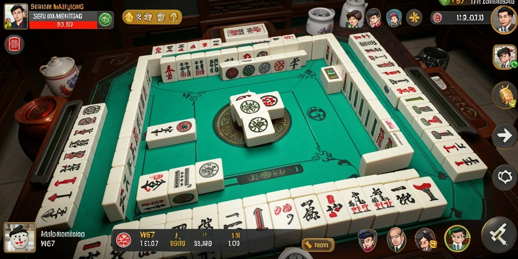 Tampilan gameplay W67 yang menarik dengan berbagai ubin Mahjong.